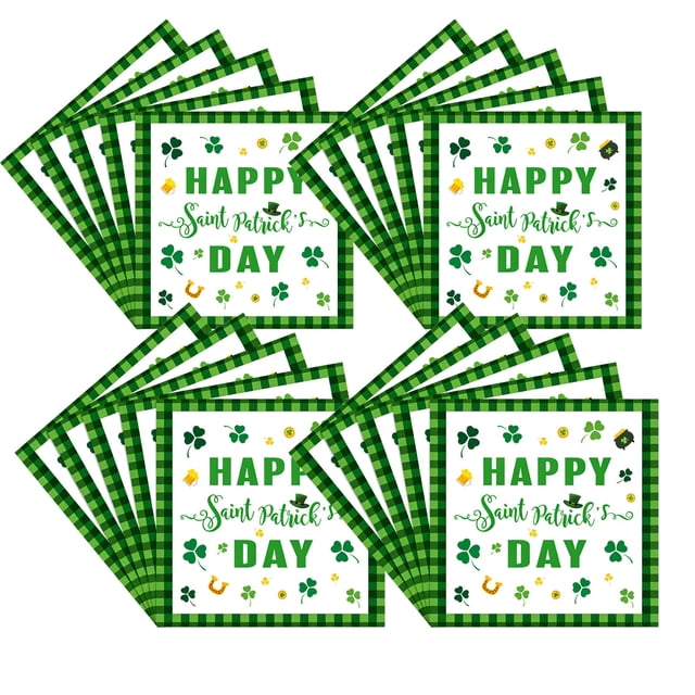 St Patricks Day Napkins Paper Napkins Disposable 24 Pack Green Shamrocks For Irish Themed Parties
