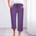 thumbnail image 2 of Women Fashion High Waisted Wide Leg Pants Drawstring Elastic Trousers Comfy Straight Leg Long Pants With Pockets, 2 of 5