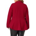 thumbnail image 3 of Agnes Orinda Women's Plus Size Blazer Button Notch Panel Ruffle Peplum Blazers 1X Red, 3 of 6