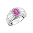 thumbnail image 2 of RYLOS Men's Rings 14K White Gold Classic Halo Of  Diamonds 7X5MM Oval Gemstone Designer Ring Star Ruby July Birthstone Rings For Men Size 12, 2 of 6