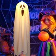 thumbnail image 2 of Large White Led Ghost Lantern String Light Handheld Pumpkin Lamp Battery Powered Halloween Party Decoration For Indoor Outdoor Use Polyester Fiber D, 2 of 7