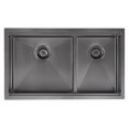 thumbnail image 3 of Ancona 32” 60/40 Double Bowl Undermount Kitchen Sink with Grid and Roll-Up Mat, 3 of 9