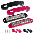 thumbnail image 1 of 12 Terminals Bus Bar, Ampper 5.3" Power / Ground Distribution Block Brass Battery BusBar Junction for Car Vehicle Rv Truck Marine Boat Audio Amplifier and More (Red & Black), 1 of 3