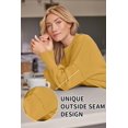 thumbnail image 4 of ORUYROP Women's Crewneck Batwing Long Sleeve Sweater 2023 Fall Oversized Ribbed Knit Side Slit Pullover Top, 4 of 7
