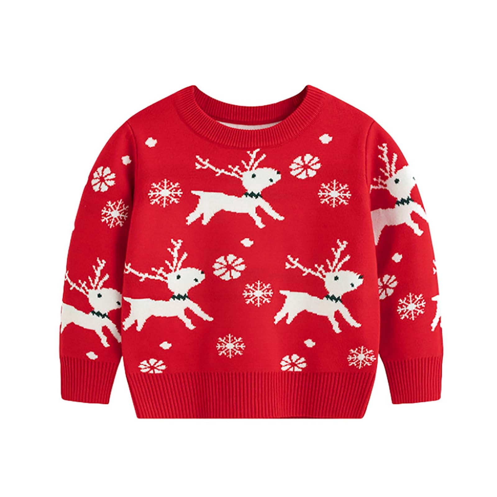 Chandails de Noël Garçons Filles Chandail à Manches Longues en Tricot Col Rond Chandail pour Enfants Chandail de Noël Laid Hauts 3-8 Ans (7 Ans, Rouge 03)