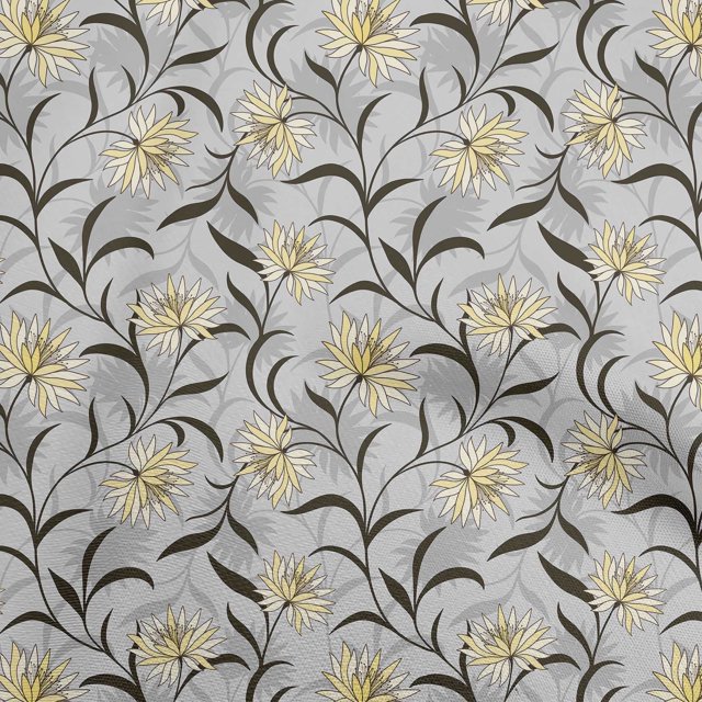 oneOone Tissu Viscose Georgette Jaune Floral Rétro Matériel de Robe Tissu Imprimé Tissu au Mètre 42 Pouces de Large