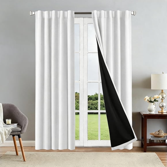 83x51in Blackout Curtains, Xinsrenus Light Blocking Sun Blocking Thermal Insulated Curtains, Rod Pocket Window Drapes for Living Room Bedroom Nursery Home Office, White