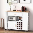 thumbnail image 2 of Costway Reversible Folding Kitchen Island Cart Utility Storage Trolley Wine Rack Shelves, 2 of 10