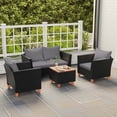 thumbnail image 4 of Costway 4 PCS Wicker Patio Furniture Set with Removable Cushions Storage Coffee Table Gray, 4 of 8