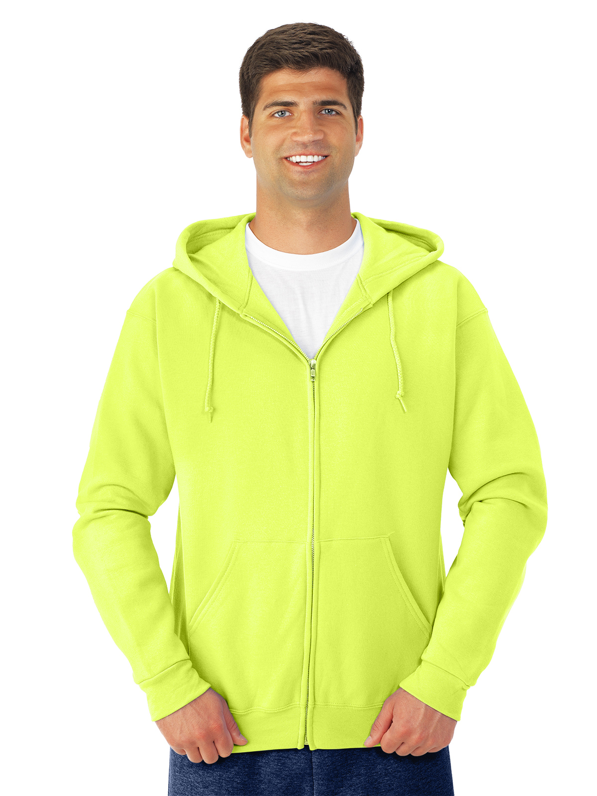 Jerzees Adult NuBlend Full Zip Hooded Sweatshirt, S, Safety Green