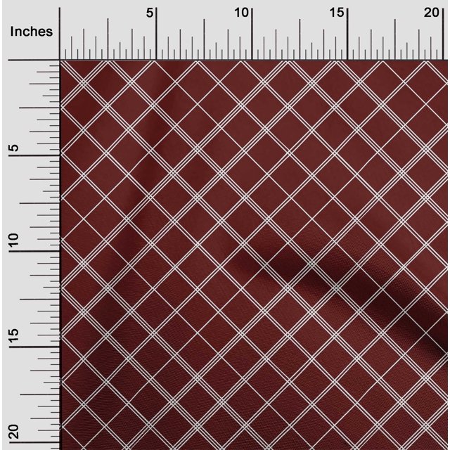 oneOone Silk Tabby Fabric Check & Geometric Printed Fabric 1 Yard 42 Inch Wide