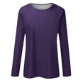 thumbnail image 4 of Timegard Womens Tops Long Sleeve Round Neck Solid Color Basic Tee Fall Casual Comfy Loose Tops Blouse, 4 of 5