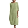 thumbnail image 2 of TIMIFIS Robe en Coton et Lin pour Femme Décontractée Ample Robe d'Été Longue Robe à Manches Courtes Robes Maxi Été Grande Taille Robe de Plage Été, 2 of 6