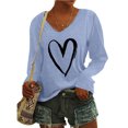 thumbnail image 2 of Pompotops T-Shirt à Manches Longues à Col en V Imprimé Décontracté pour Femmes, Chandail, Hauts, Liquidation, 2 of 4