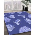 thumbnail image 3 of Ahgly Company Tapis d'Intérieur Lavable à la Machine, Carré, Transitionnel, Bleu Ciel, Tapis de Zone, 8 Pieds Carré, 3 of 7