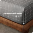 thumbnail image 3 of Bare Home Fitted Sheet - Premium 1800 Collection - Deep Pocket - Ultra-Soft Wrinkle Resistant - Queen, Grid - Gray/White, 3 of 5