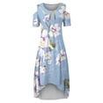 thumbnail image 3 of TopLLC Robes d'Été pour Femmes Grande Taille à Manches Courtes Robes Maxi à Fleurs Robe de Soirée à Épaules Dénudées avec Poches Robe Formelle Femme, 3 of 5