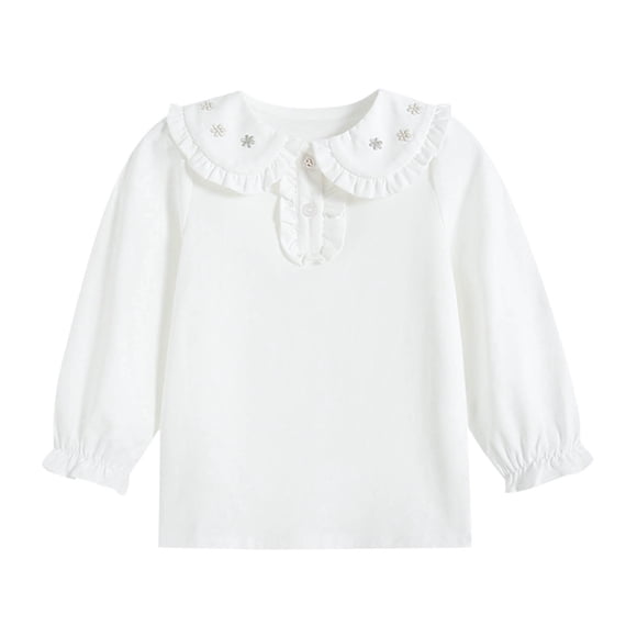FhsagQ Tops Boys Shirts Size 10-12 White Kids Girls Long Sleeve T Shirt Shirt Top Solid Color Undershirt Children's Clothing Christmas Shirts for Boys 10-12 for School White 7-8 Years