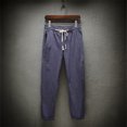 thumbnail image 4 of FcBaudy Full Length Pants Men's Cotton Drawstring Casual Solid Color Washed Straight Leg Cropped Pants Outdoor Pants Mens Cotton Pants, 4 of 7