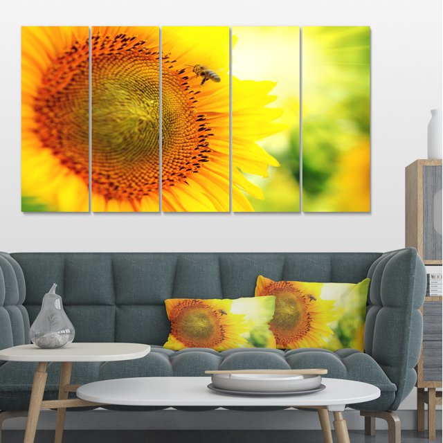 Tournesol en Floraison sur Champ - Grande Impression d'Art sur Toile d'Animaux