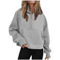 thumbnail image 1 of Half Zip Sweatshirt Women Plus Size Fleece Cropped Hoodies Pullover Fall Winter Warm Tops, 1 of 6
