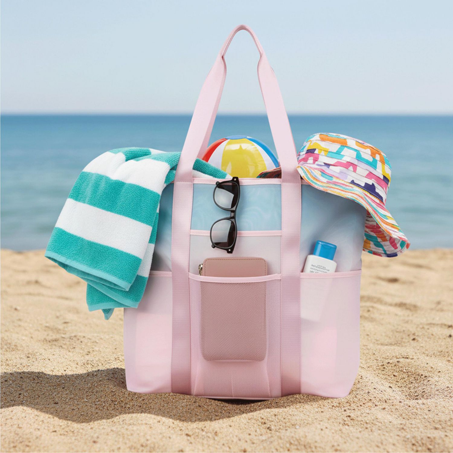 Sac fourre-tout en mesh à poches multiples pour femme adulte Time and Tru