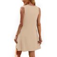thumbnail image 4 of Ovzne Robes pour Femmes Robe pour Femme Mode Confortable Été Couleur Unie Sans Manches Col Rond Robe Maxi Grande Taille Liquidation, 4 of 5