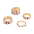 thumbnail image 4 of Maytalsory Bague en Cristal Extensible de Luxe Unique pour Déclaration d'Amour Bague Incrustée à la Mode Dorée 4 Rangées 1 Ensemble, 4 of 6