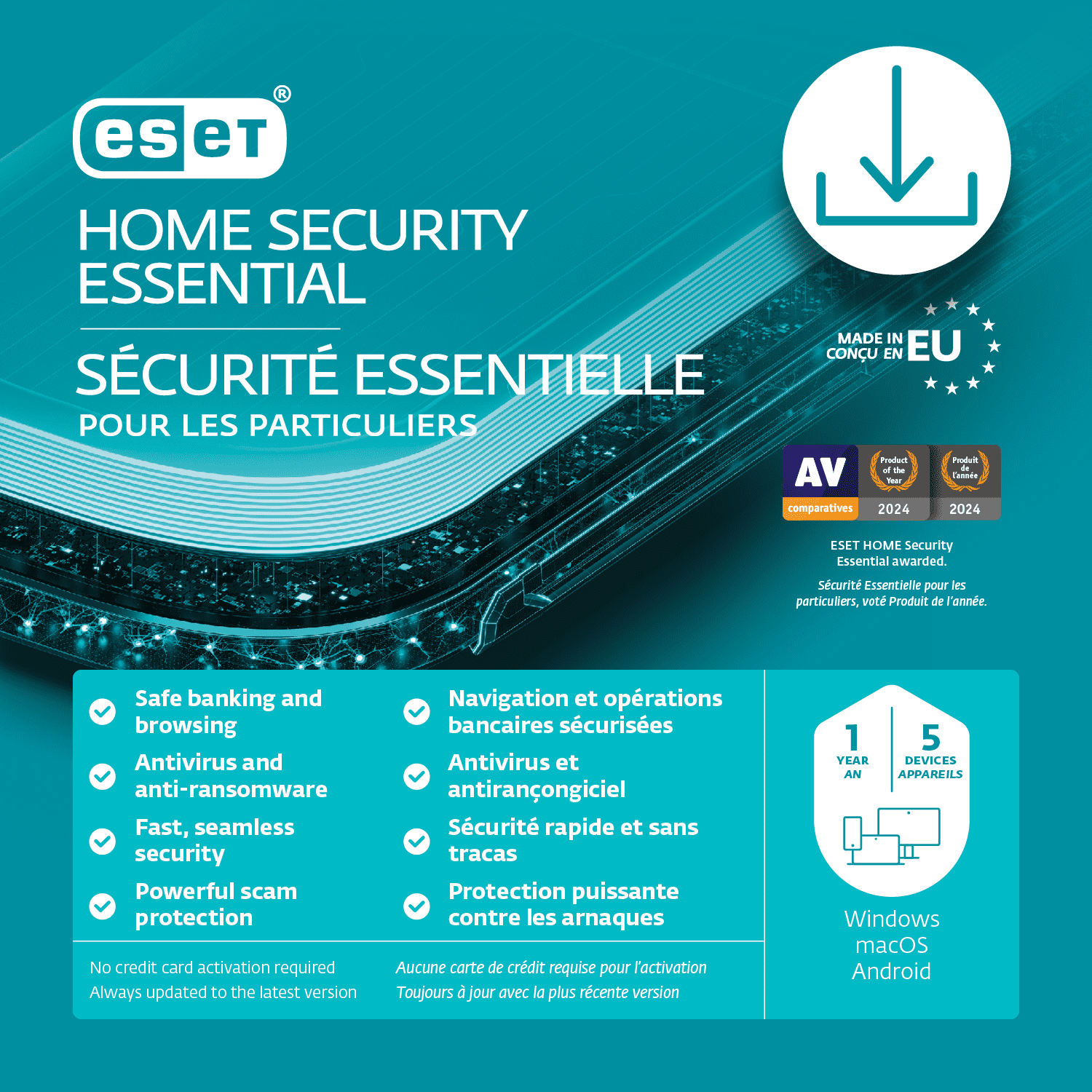 ESET Home Security Essential - 5 Device, 1 Year [Digital Code]