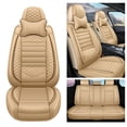 thumbnail image 1 of Maidao Car Seat Covers Leather Full Set for Infiniti for QX70 2003-2017 5 Seats Front Rear Cushion Protector with Headrest Beige, 1 of 8