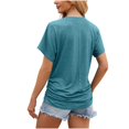 thumbnail image 3 of Timegard Tops for Women Short Sleeve Crew Neck Button Side Ruched Comfy Casual Loose Shirts Top Blouse, 3 of 4