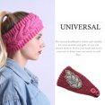 thumbnail image 3 of fastboy Crochet Headbands Winter Leaves Pattern with Rhinestones Elastic Head Protector Wide Warm Chunky Hair Accessories for Girls Purplish red, 3 of 5