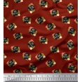 thumbnail image 1 of Soimoi Red polyester Crepe Fabric Floral & Be You Text Print Sewing Fabric BTY 42 Inch Wide, 1 of 5