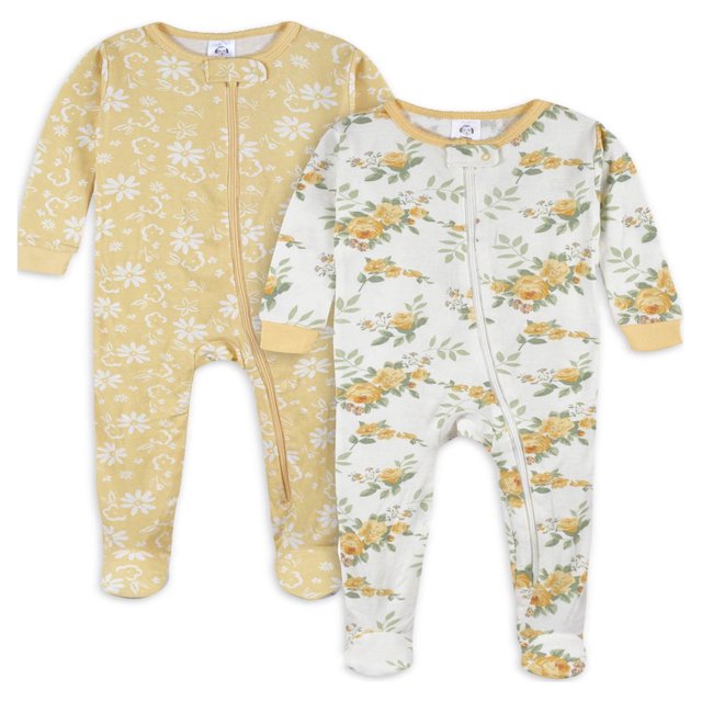 Pyjama en Coton Ajusté à Pieds pour Bébé et Fillette, Lot de 2