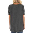 thumbnail image 3 of stanreset Women T-shirt Solid Color Stitching Top Asymmetrical Hem Blouse, Gray, XXL, 3 of 6