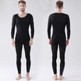 thumbnail image 2 of WZXFASHION Seamless Elastic Thermal Inner Wear Thermal Underwear (Top & Bottom) For Man Intimates Black One Size, 2 of 4