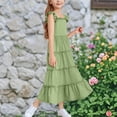thumbnail image 4 of Diufon Robe Maxi pour Filles Été Décontractée Manches Courtes Robe Ligne A Ourlet à Volants Robe Fluide pour Préadolescentes 3-13 Ans, 4 of 9