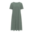 thumbnail image 4 of DPTALR Robe d'Été pour Femme, Confortable, Aguichant, Unie, avec Poches, Sans Manches, à Col en V, 4 of 6