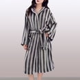 thumbnail image 2 of Plush Soft Hooded Robes for Women, Striped Printed Fleece Womens Robe Cozy Warm Bathrobe Luxury Hotel Spa Robe, 2 of 5