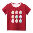 thumbnail image 1 of Penkiiy T-Shirts de Pâques pour Enfants Tout-Petits Garçons Filles Mode Pâques Oeufs de Pâques Imprimé Col Rond Imprimé Manche Courte Haut 13 Ans Rouge, 1 of 4