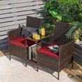 thumbnail image 3 of Costway Patio Rattan Wicker Conversation Set Sofa Cushioned Loveseat Glass Table, 3 of 9