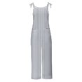 thumbnail image 5 of Lenpel Women's Jumpsuits Plus Size Sleeveless Spaghetti Strap Striped Plaid Straight Leg Rompers Causal Loose Overalls with Pockets, 5 of 5