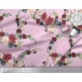 thumbnail image 2 of Soimoi Pink Poly Georgette Fabric Ranunculus & Penoy Floral Print Printed Fabric 1 Yard 42 Inch Wide, 2 of 3