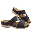 thumbnail image 2 of Styesk Womens Sandals Summer New Foreign Trade Large Size Wedge Fish Mouth Solid Color Large Size One Line Outside To Wear Beach Sandals, 2 of 6