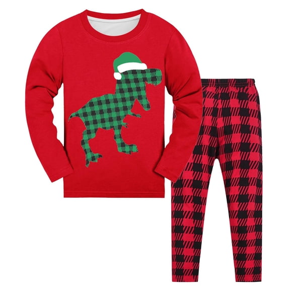 LUOGENLI Little Boys Girls Christmas Pajamas Toddler Holiday Clothes Long Sleeve 2 Pcs Sleepwear Sets Maxi Outfits for Boys 2025 Vacation Red 9-10 Years