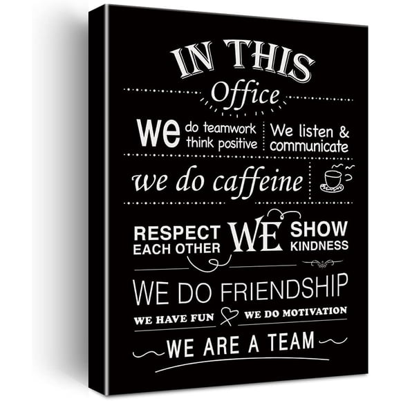 In This Office We Do Teamwork Motivational Quotes Framed Canvas Wall Art- Office Posters Décor 11.5" X 15"