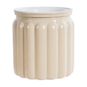 Fareti Vertical Striped Flower Pots Water Plants Pot Self Watering Planter, Plastic Flower Pots with Wicking Rope, Planting Pot for Indoor Outdoor Plants