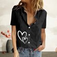 thumbnail image 2 of EQWLJWE Chemises pour Femmes Liquidation Femmes Manches Courtes Décontracté Femmes Imprimé Manches Courtes Ample Bouton Col Rabattu Chemise Blouse Unie, 2 of 6