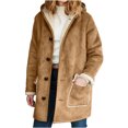 thumbnail image 2 of LOVZFMLL Jackets for Women Winter Warm Composite Button Hooded Jacket Outwear Solid Color Coat, 2 of 7