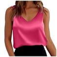 thumbnail image 1 of Women's Satin Tank Tops Loose Fit Sleeveless V Neck for Daily Wear, 1 of 7